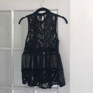 Vintage black lace top